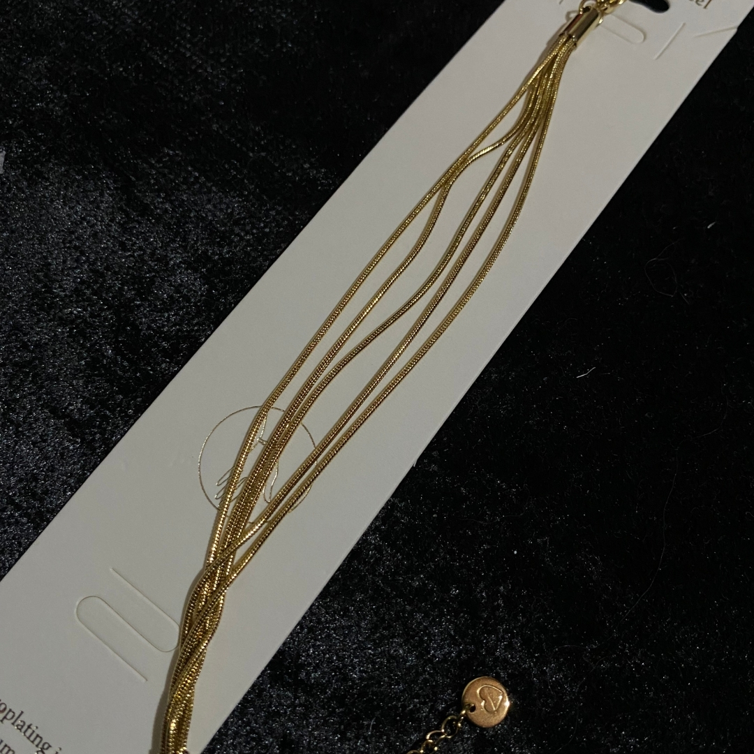 Zarif Çok Telli Gold Renk Zincir Bileklik