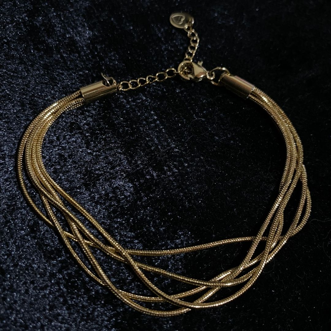 Zarif Çok Telli Gold Renk Zincir Bileklik