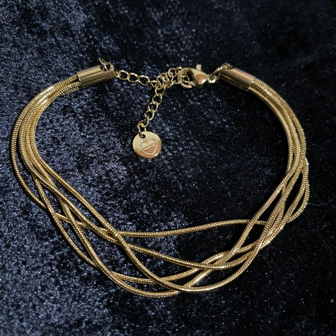 Zarif Çok Telli Gold Renk Zincir Bileklik