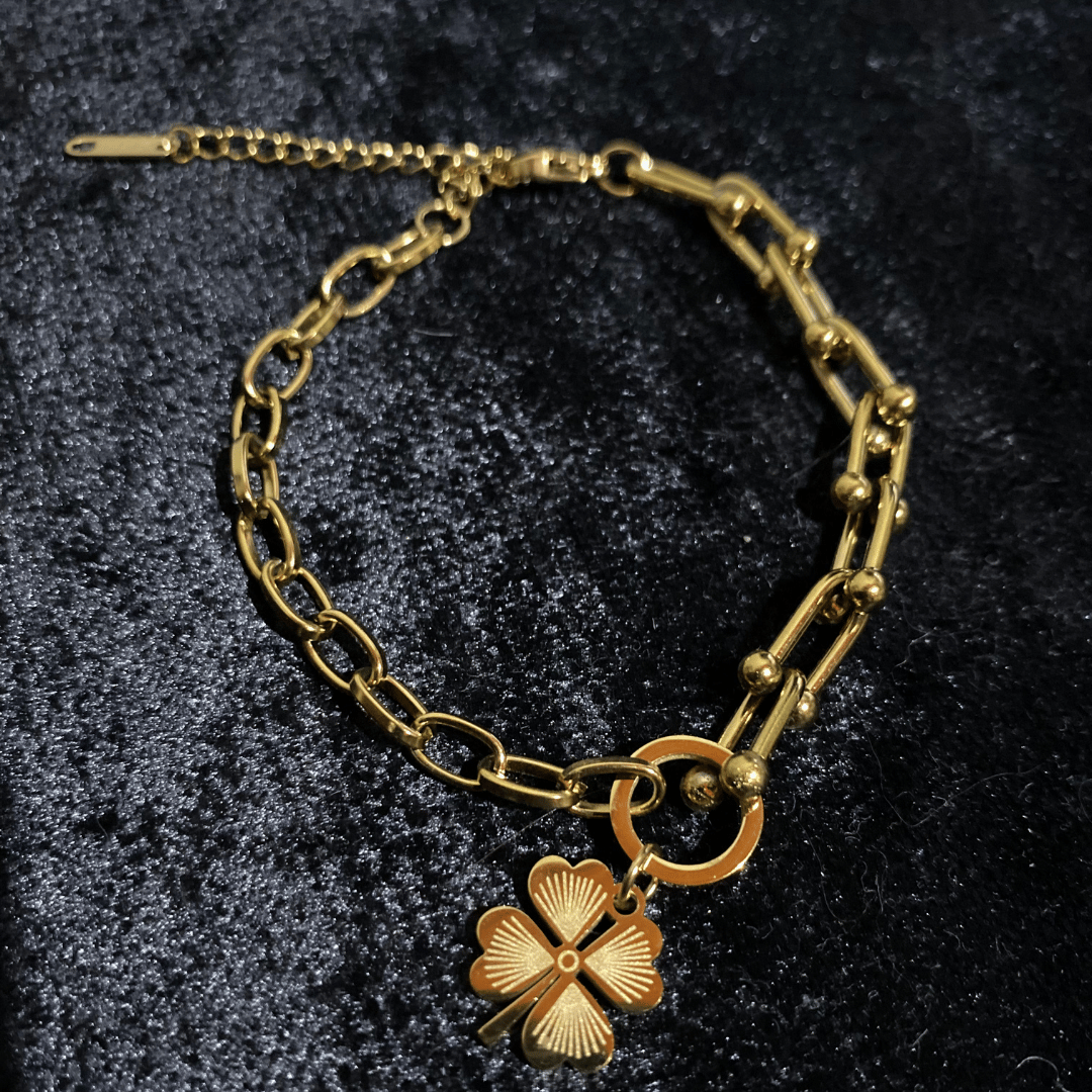 Lucky Charm Gold Bileklik – Dört Yapraklı Yonca