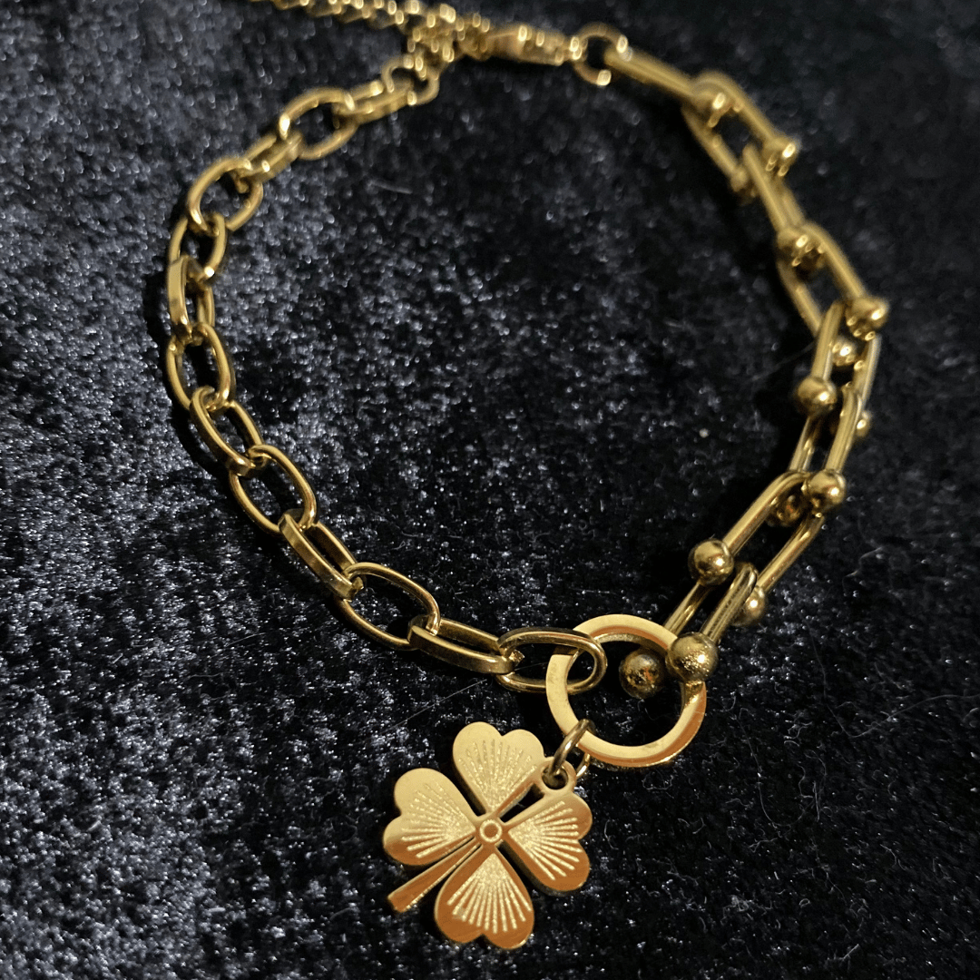 Lucky Charm Gold Bileklik – Dört Yapraklı Yonca