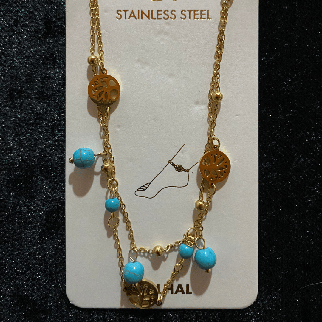 Çok Katmanlı Kalp ve Nazar Boncuklu Halhal