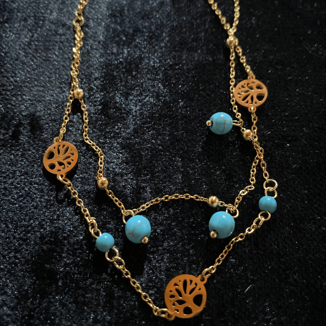 Çok Katmanlı Kalp ve Nazar Boncuklu Halhal