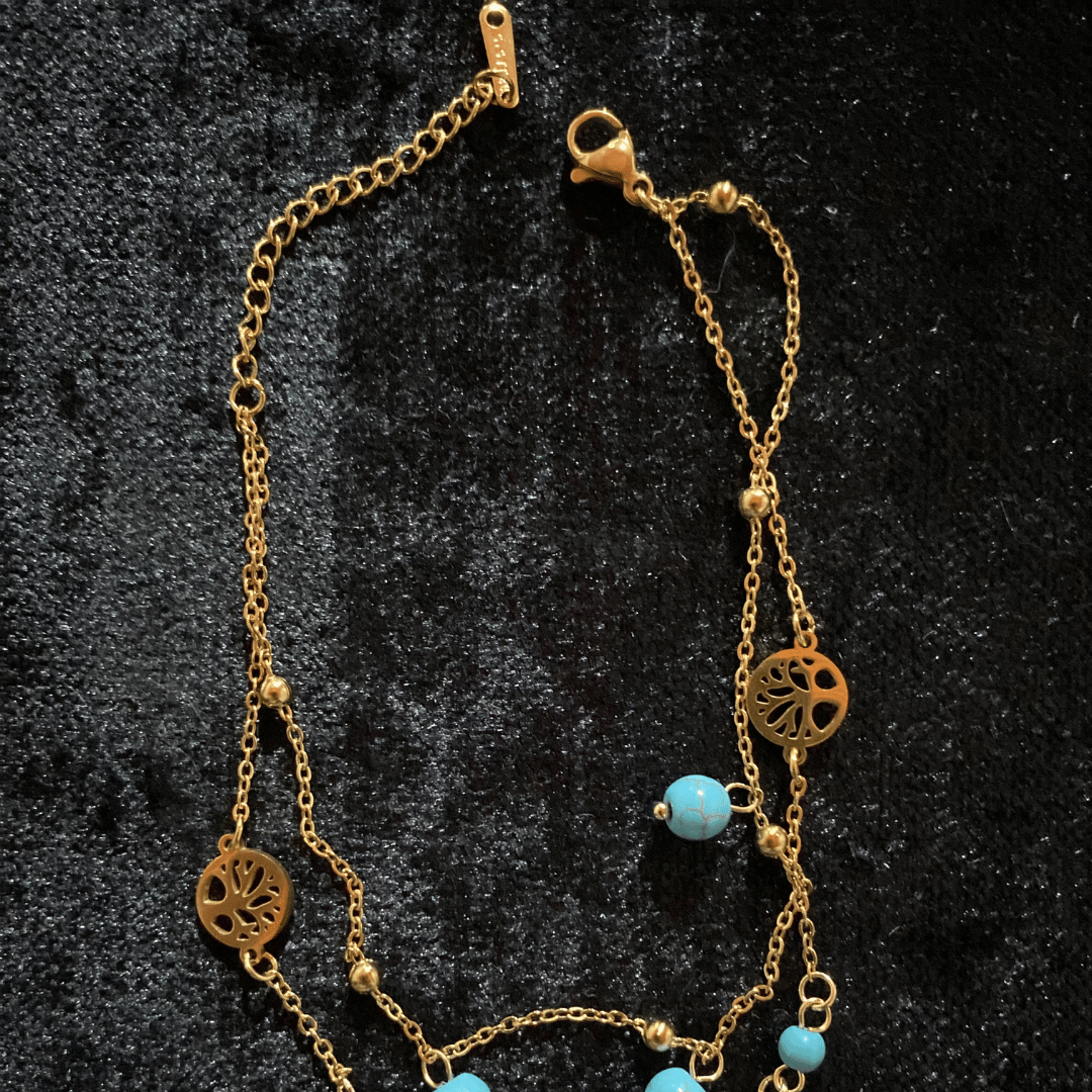 Çok Katmanlı Kalp ve Nazar Boncuklu Halhal