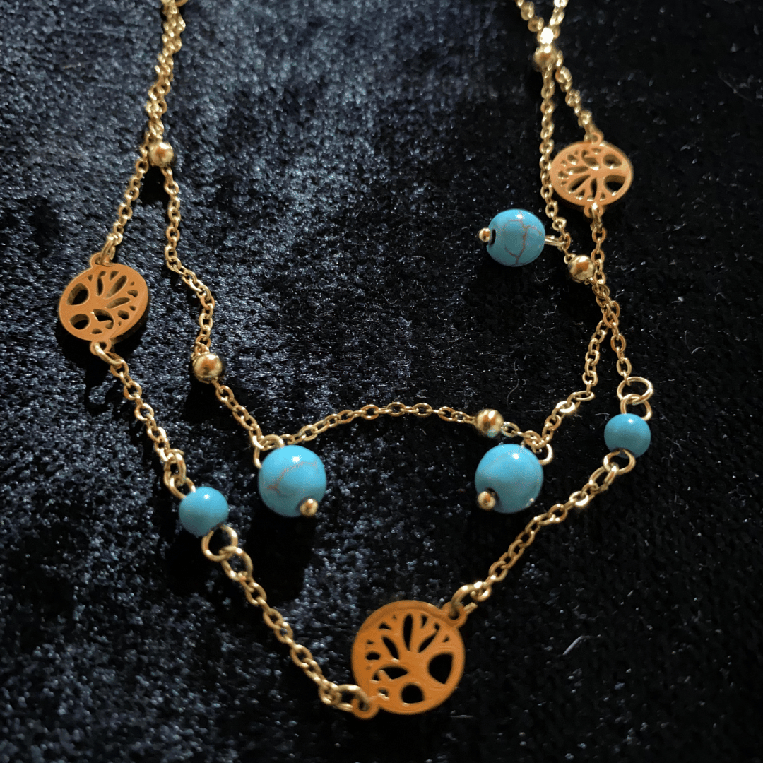 Çok Katmanlı Kalp ve Nazar Boncuklu Halhal