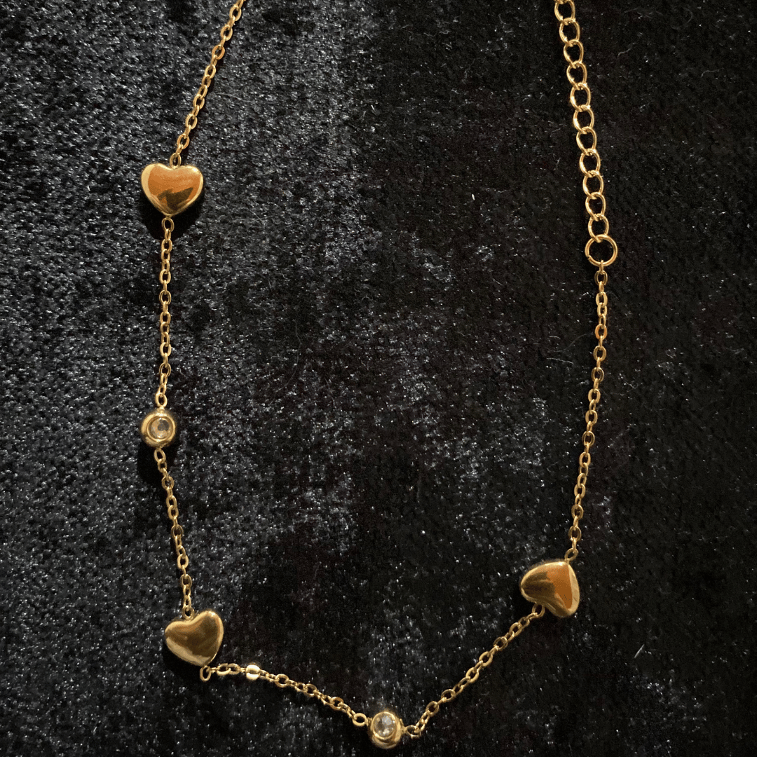 Kalpli ve Zirkon Taşlı Gold Paslanmaz Çelik Halhal