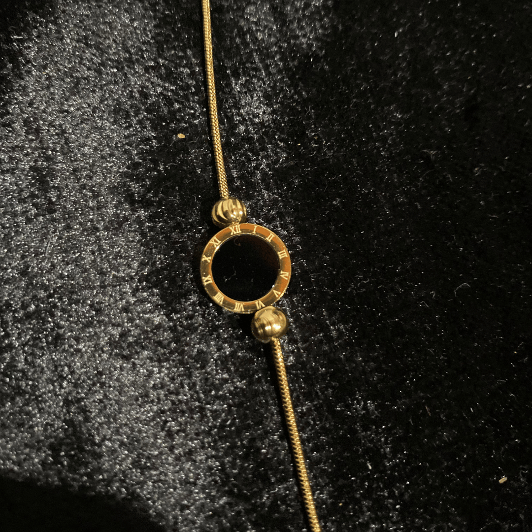 Altın Kaplama Roma Rakamlı Sedef & Malakit Üçlü Kolye