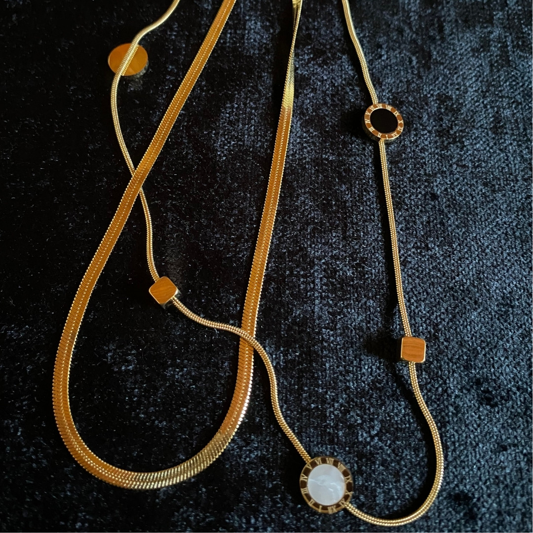 Aurora İnci Detaylı Çoklu Zincir Altın Renk Kolye