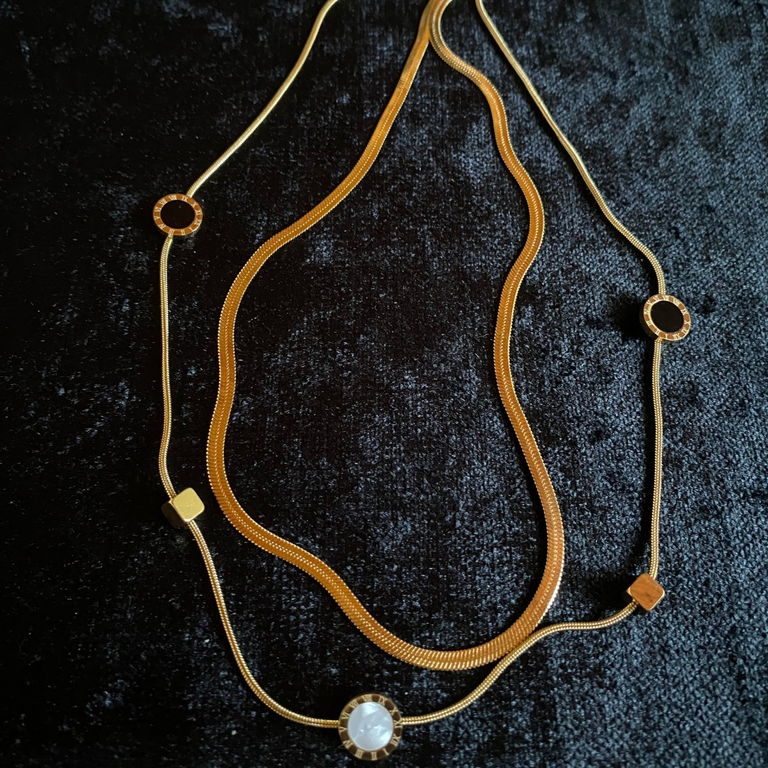 Aurora İnci Detaylı Çoklu Zincir Altın Renk Kolye