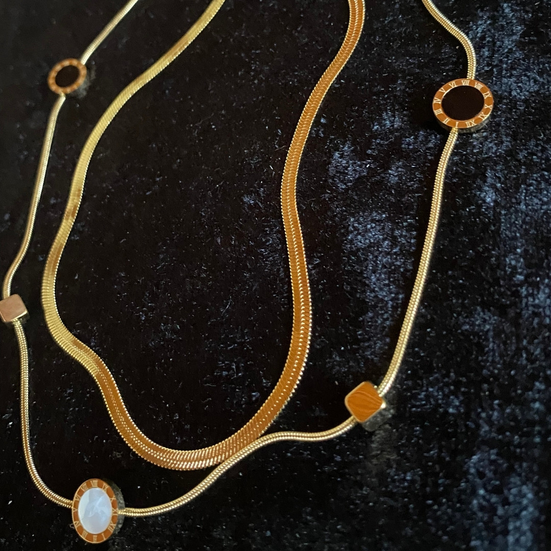 Aurora İnci Detaylı Çoklu Zincir Altın Renk Kolye