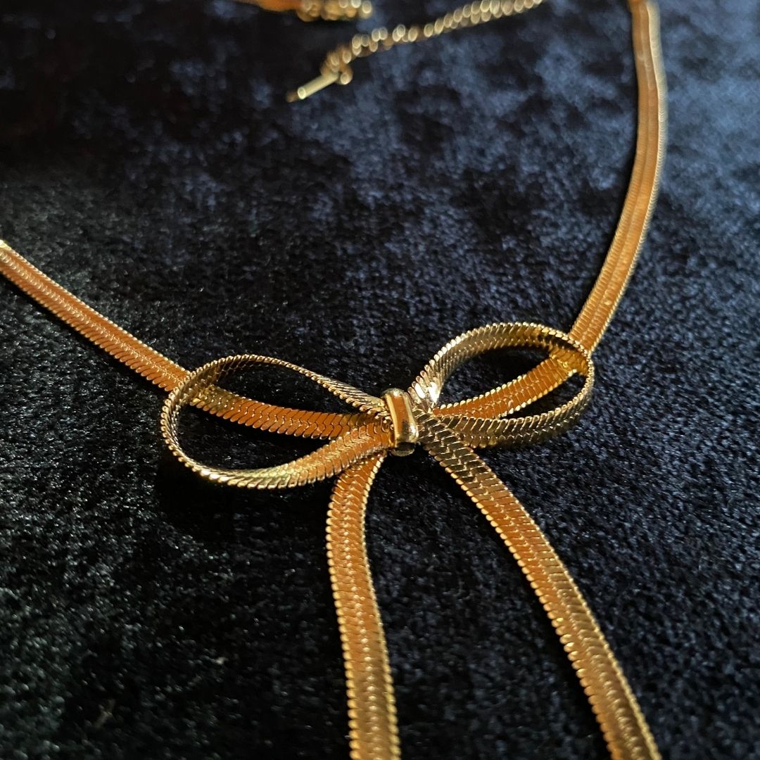 Altın Kaplama Yılan Zincir Kurdele Fiyonk Lariat Kolye