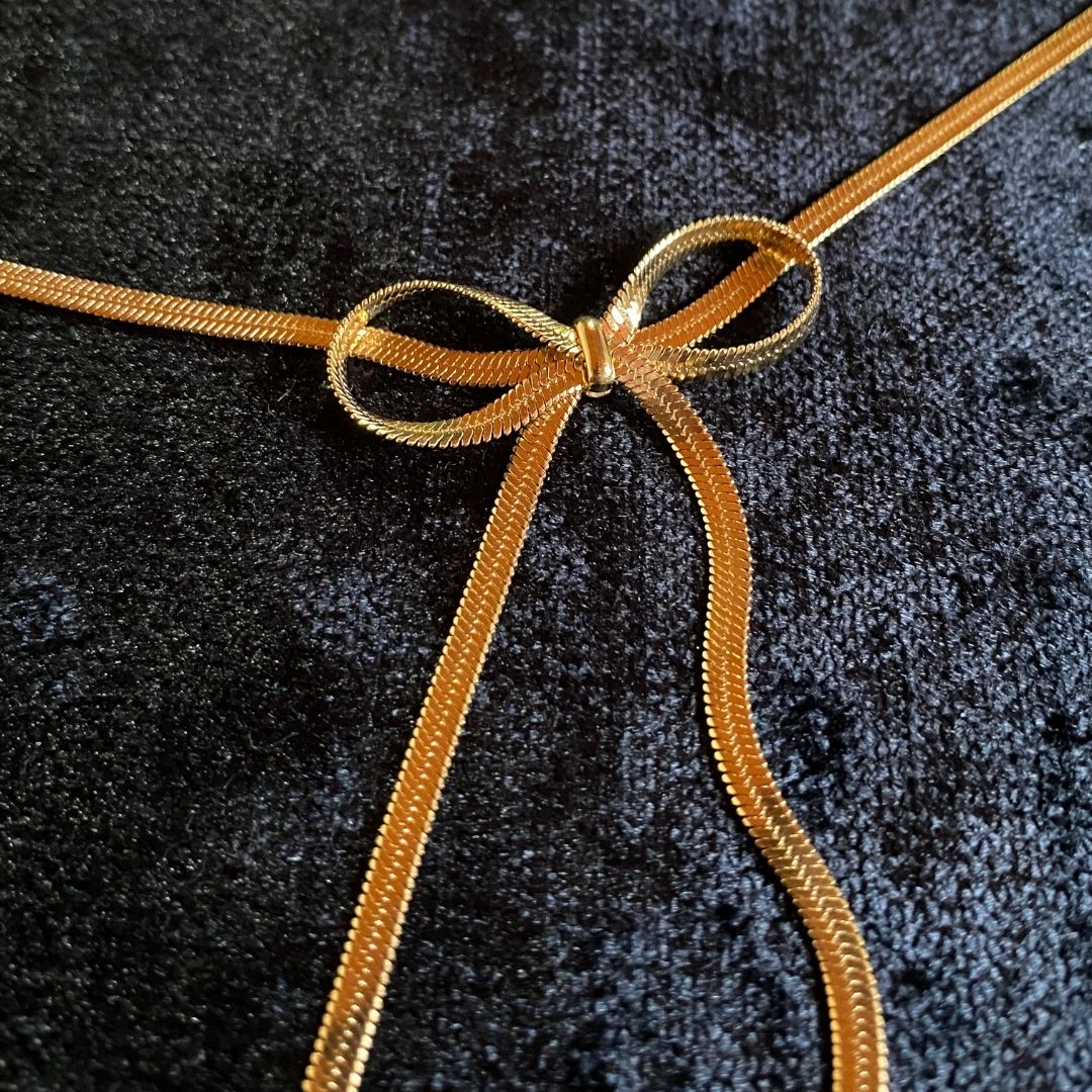 Altın Kaplama Yılan Zincir Kurdele Fiyonk Lariat Kolye