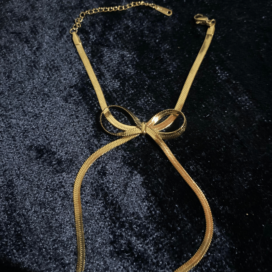 Altın Kaplama Yılan Zincir Kurdele Fiyonk Lariat Kolye