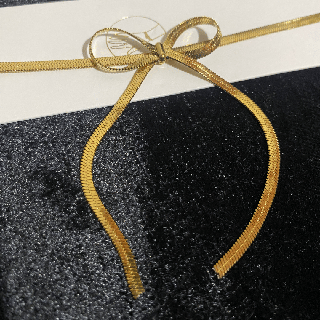 Altın Kaplama Yılan Zincir Kurdele Fiyonk Lariat Kolye