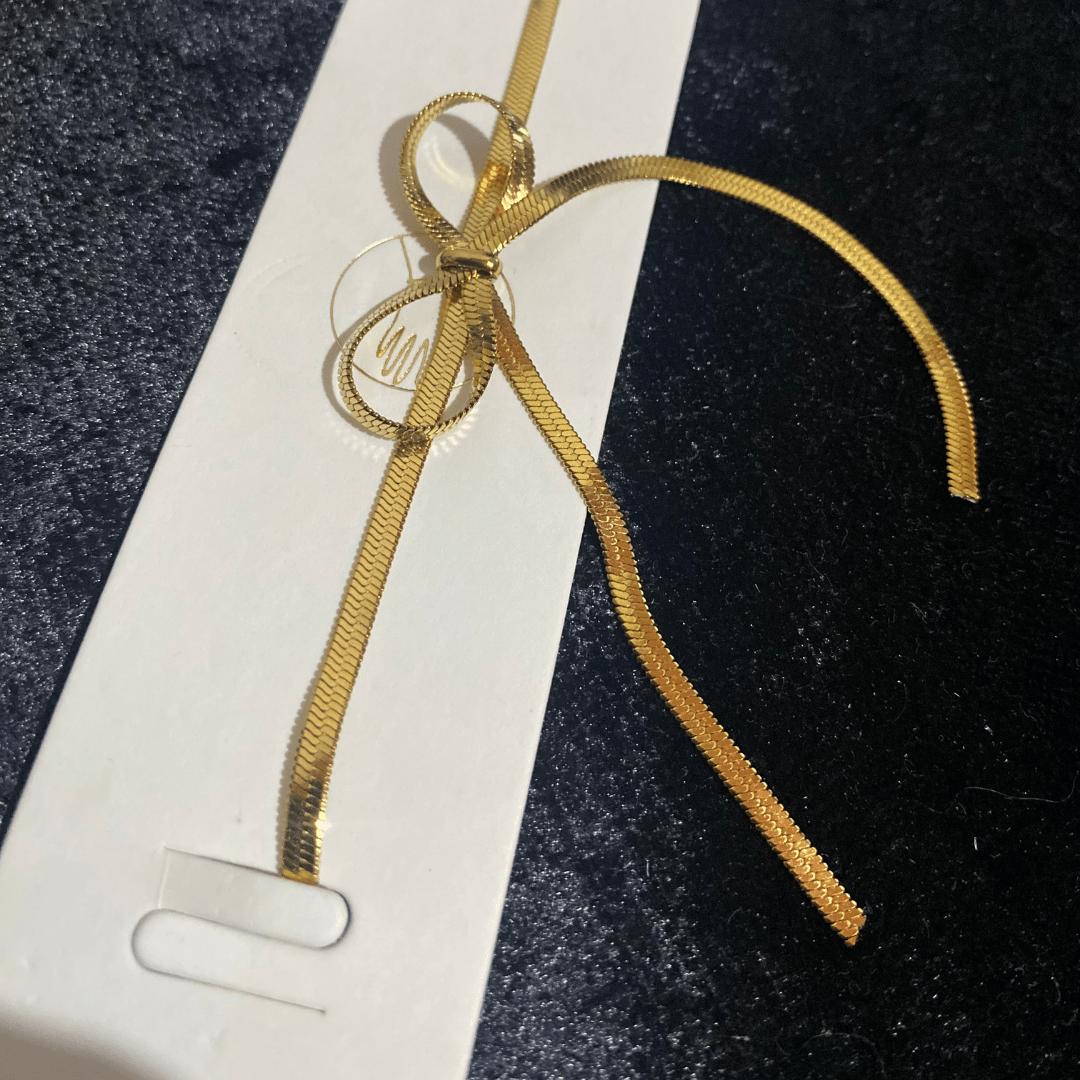 Altın Kaplama Yılan Zincir Kurdele Fiyonk Lariat Kolye