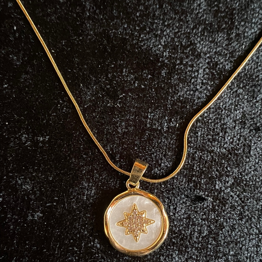 Sedef Kuzey Yıldızı Yılan Zincir Kolye